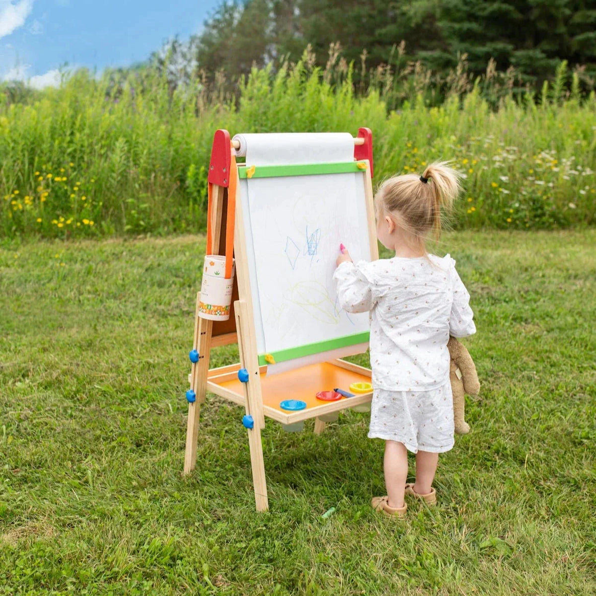 Tiny Land® 3-in-1 Wooden Art Easel & Paper Roll Bundle