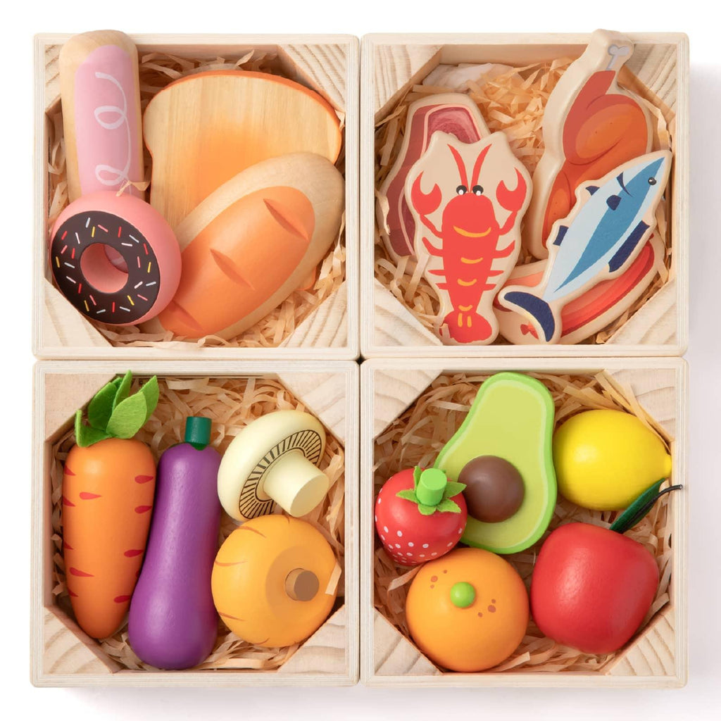 Tiny Land® Wooden Play Food & Storage Rack Bundle