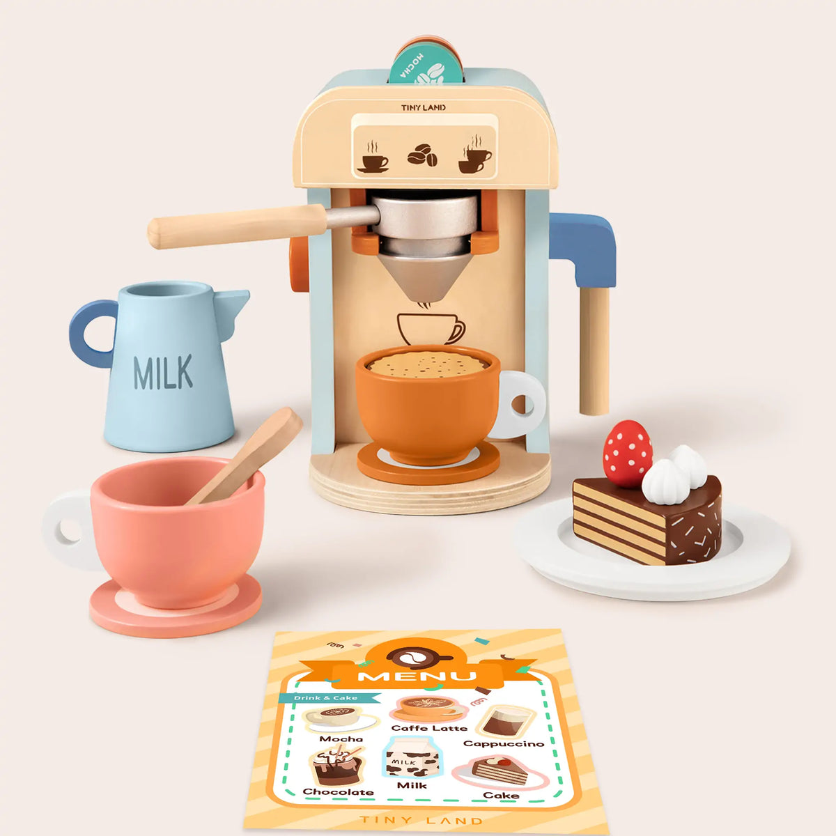 Tiny Land® Wooden Coffee Maker & Pretend Café Set