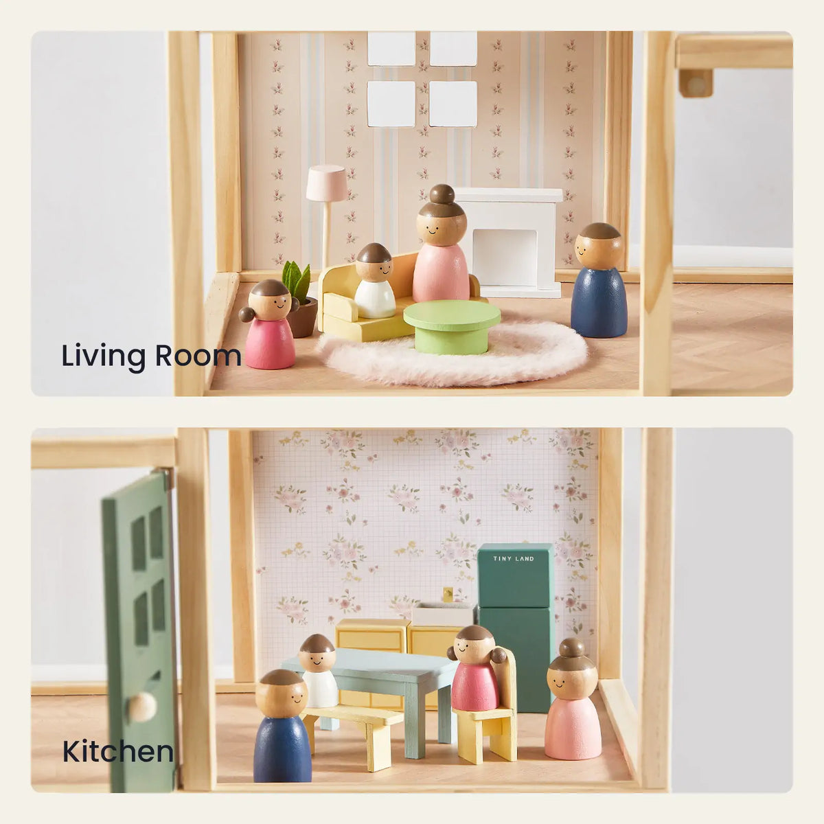 Tiny Land® Sweetwood Wooden Dollhouse with 30 Furniture Pieces