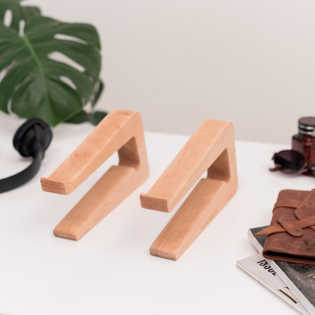 Dual Wooden Laptop Dock – Solid Wood