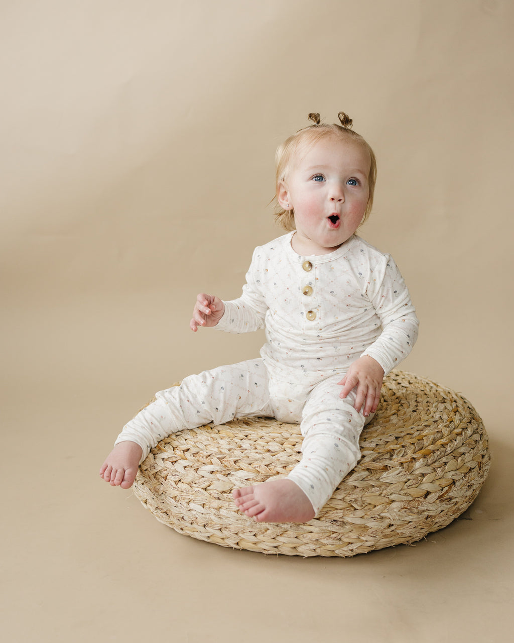 Vintage Blooms 2-Piece Henley Bamboo Pajamas | Soft Floral Kids PJ Set | Little Joy Co.