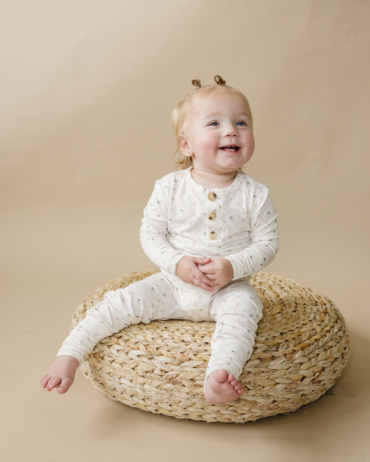 Vintage Blooms 2-Piece Henley Bamboo Pajamas | Soft Floral Kids PJ Set | Little Joy Co.