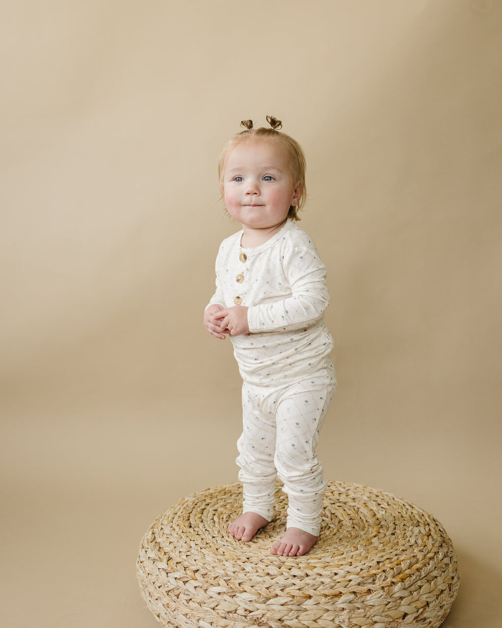 Vintage Blooms 2-Piece Henley Bamboo Pajamas | Soft Floral Kids PJ Set | Little Joy Co.