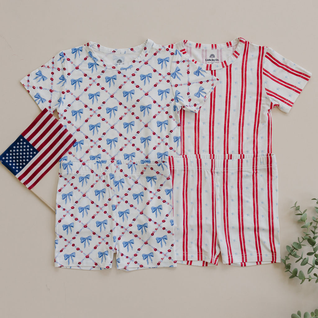 Stars & Stripes 2-Piece Bamboo Pajamas | Patriotic Kids PJ Set | Little Joy Co.