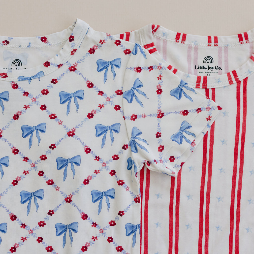 Stars & Stripes 2-Piece Bamboo Pajamas | Patriotic Kids PJ Set | Little Joy Co.