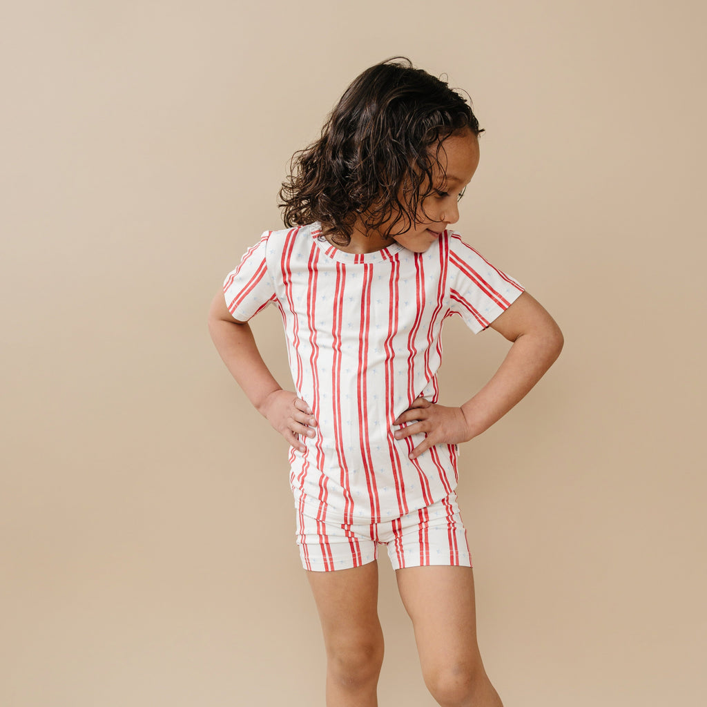 Stars & Stripes 2-Piece Bamboo Pajamas | Patriotic Kids PJ Set | Little Joy Co.