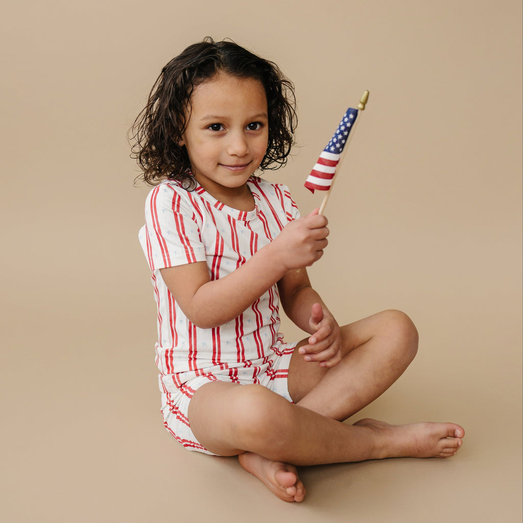 Stars & Stripes 2-Piece Bamboo Pajamas | Patriotic Kids PJ Set | Little Joy Co.