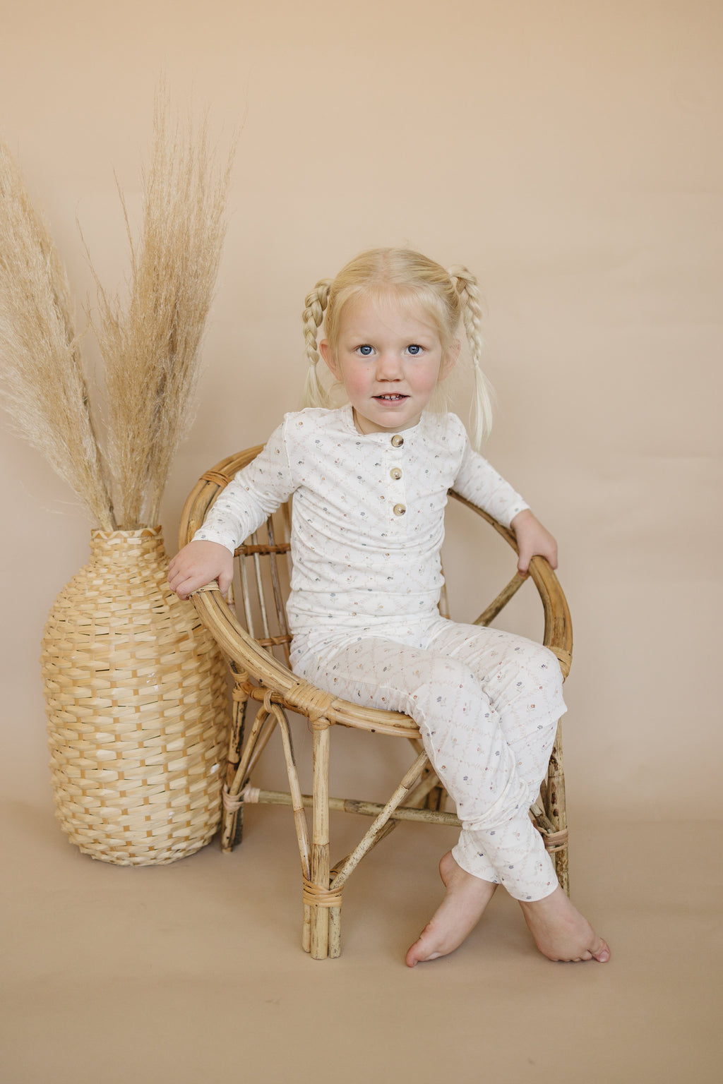 Vintage Blooms 2-Piece Henley Bamboo Pajamas | Soft Floral Kids PJ Set | Little Joy Co.