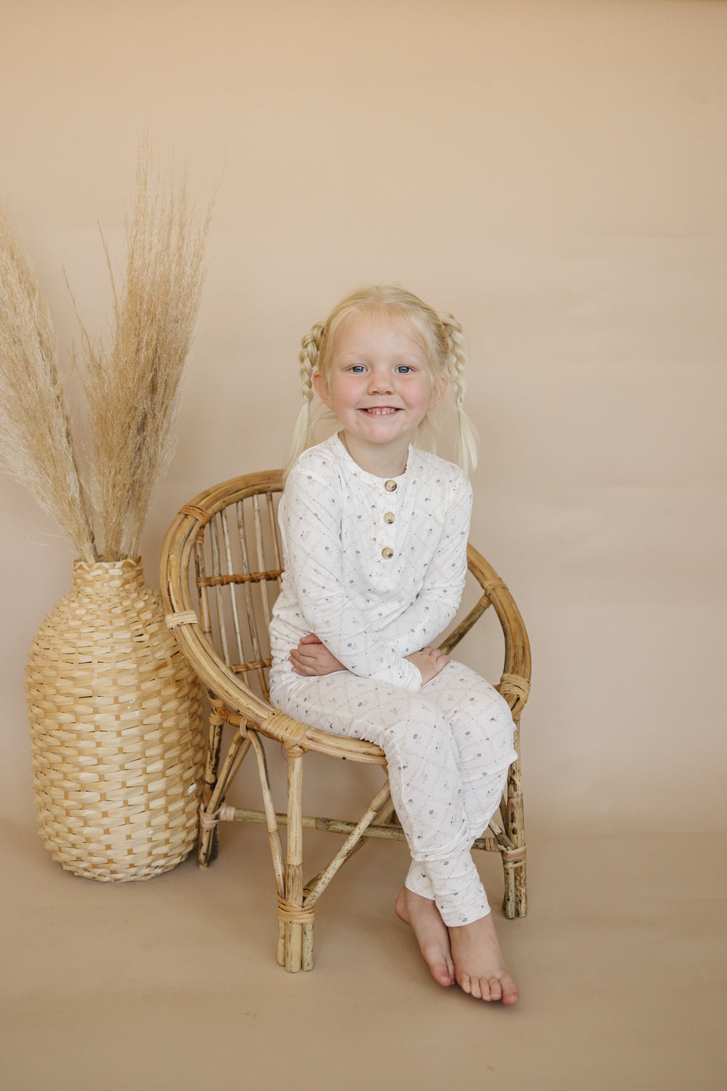 Vintage Blooms 2-Piece Henley Bamboo Pajamas | Soft Floral Kids PJ Set | Little Joy Co.