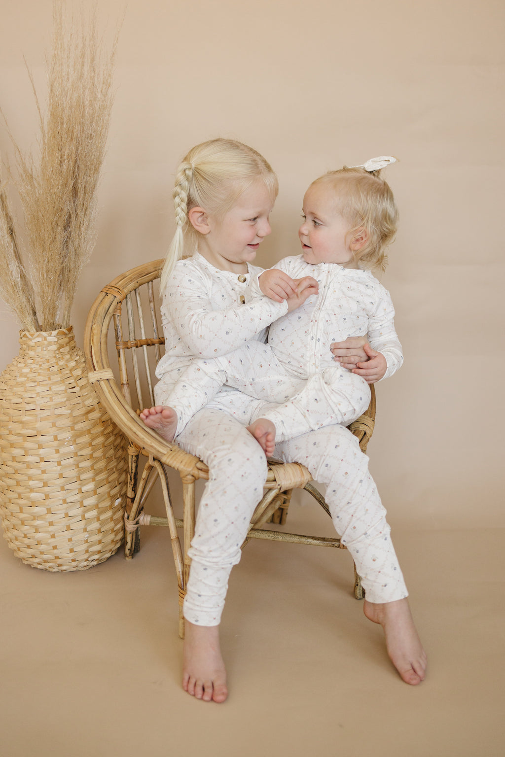 Vintage Blooms 2-Piece Henley Bamboo Pajamas | Soft Floral Kids PJ Set | Little Joy Co.