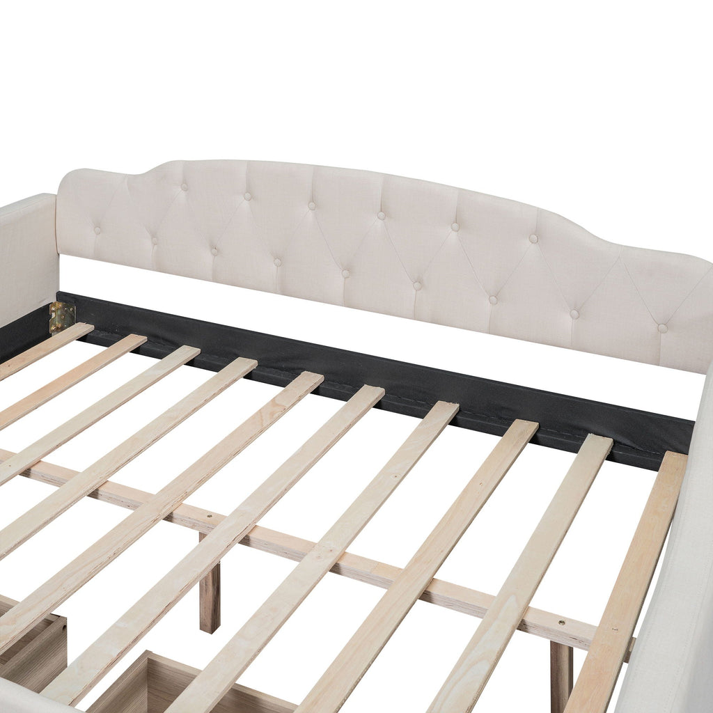Tufted Upholstered Full-Size Daybed | Beige