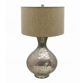 Hand-Finished Mercury Glass Table Lamp with Linen Shade - Silver