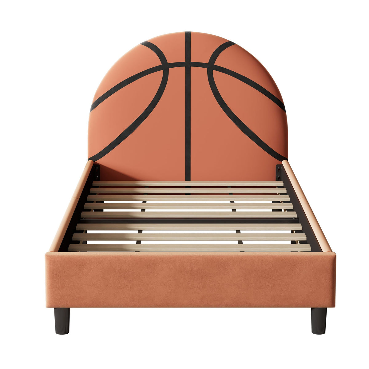 Basketball Upholstered Twin Platform Bed | Orange