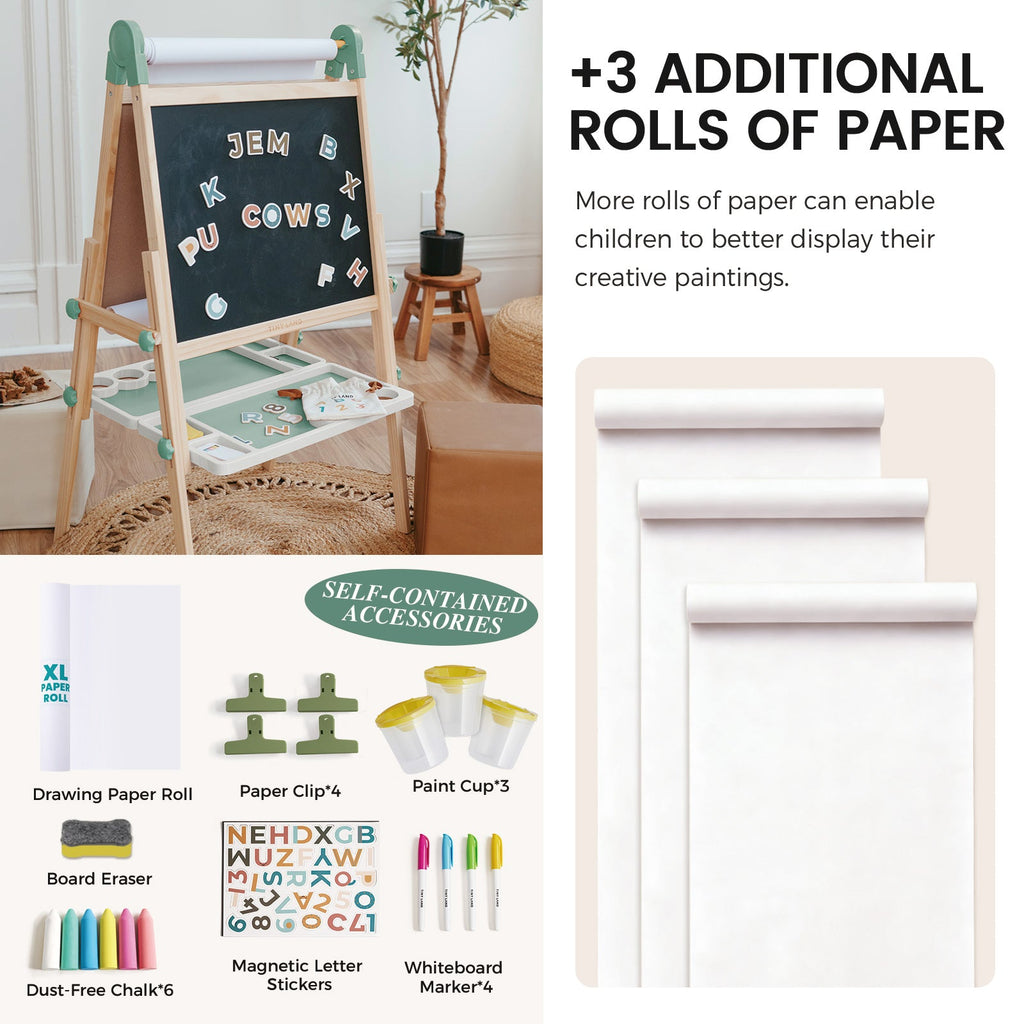 Tiny Land® Magnitales Art Easel & Paper Roll Bundle