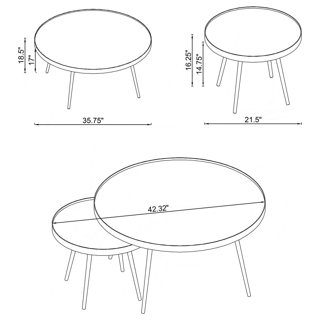 Kaelyn Mirrored Nesting Coffee Tables | Gold, Set of 2