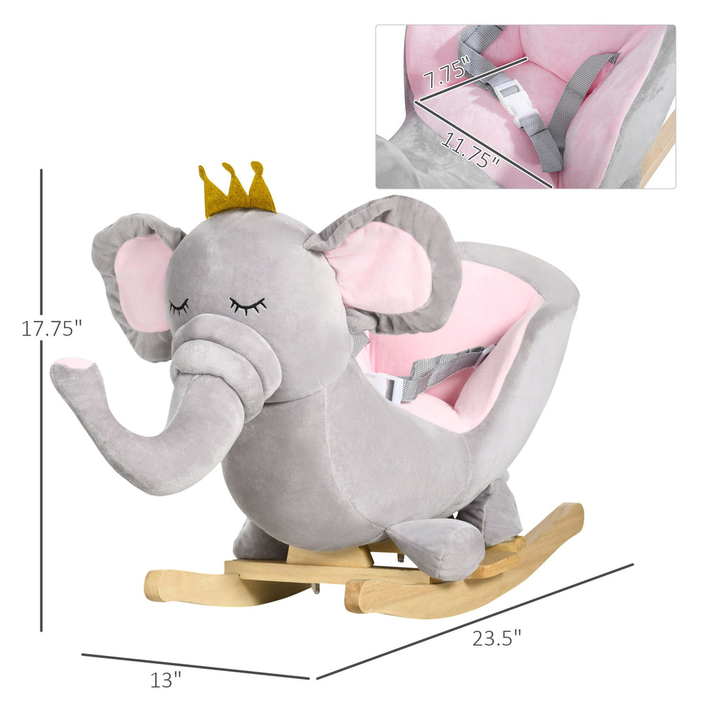 Qaba Plush Elephant Rocker with Sound | Gray