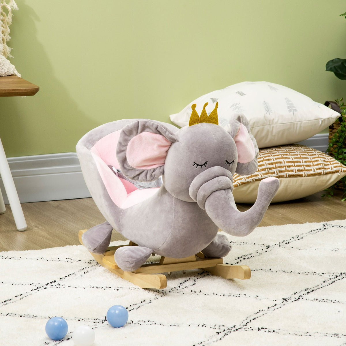 Qaba Plush Elephant Rocker with Sound | Gray