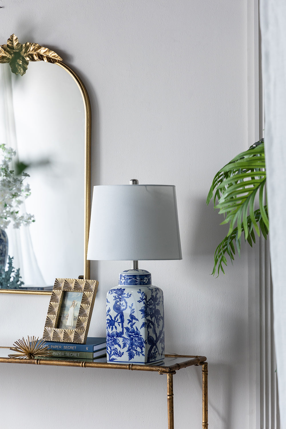 Blue & White Botanical Ceramic Table Lamp