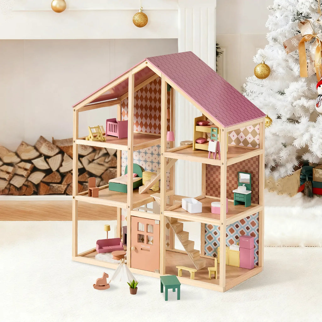 Tiny Land® Sweetwood Pegasus Dollhouse & Wooden Family Set