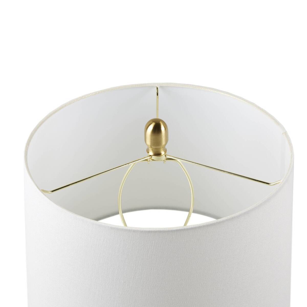 Faceted Green Glass Table Lamp with White Fabric Shade - Green