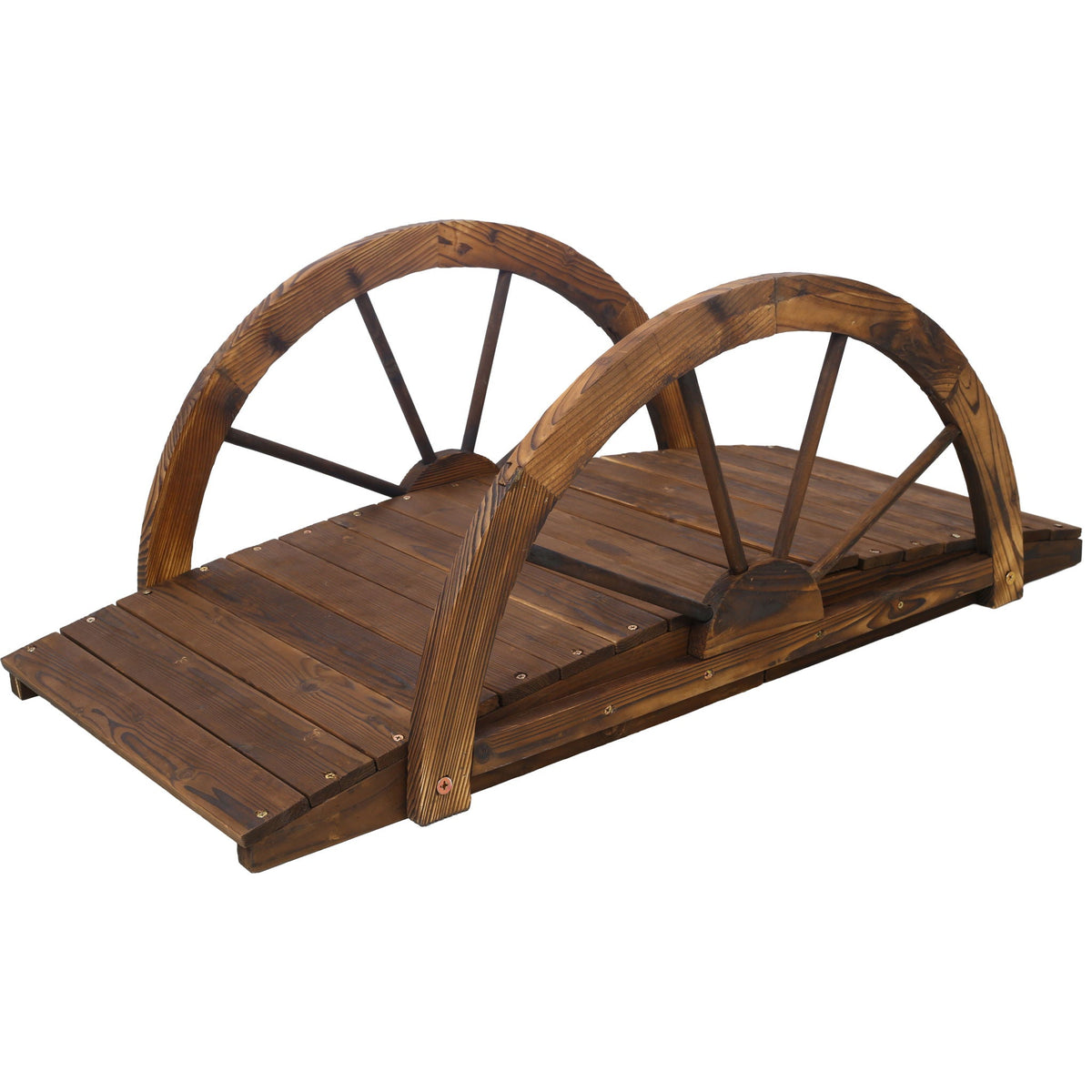 Arched Fir Wood Garden Bridge | Brown