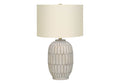 Transitional Cream Table Lamp with Linen Shade - Cream