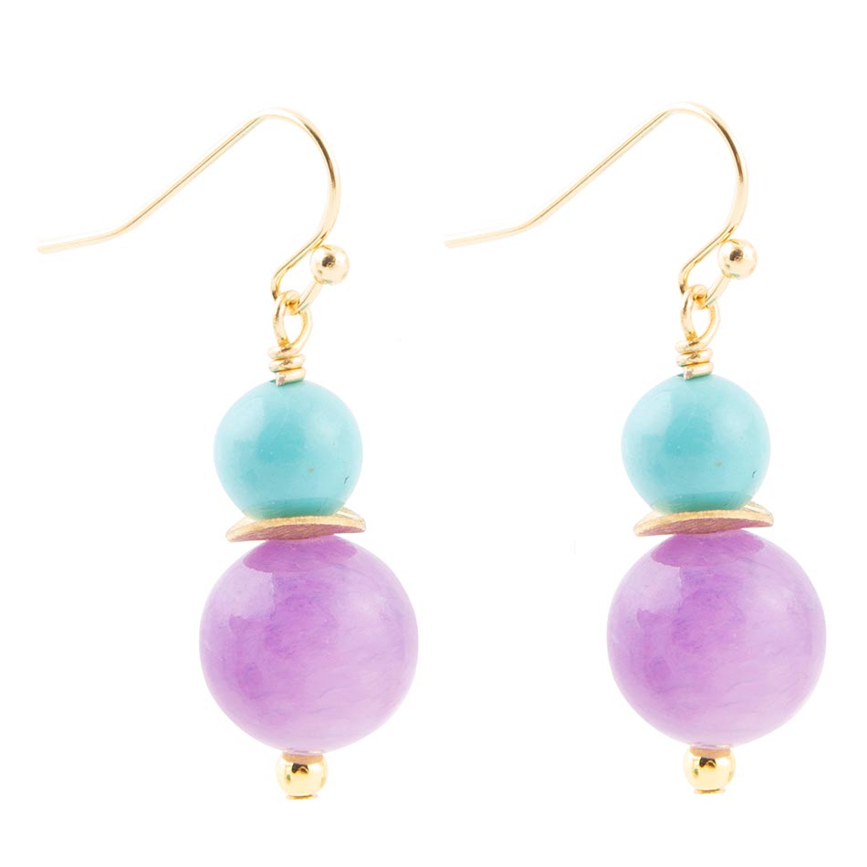 Aruba Purple Jade Golden Drop Earrings