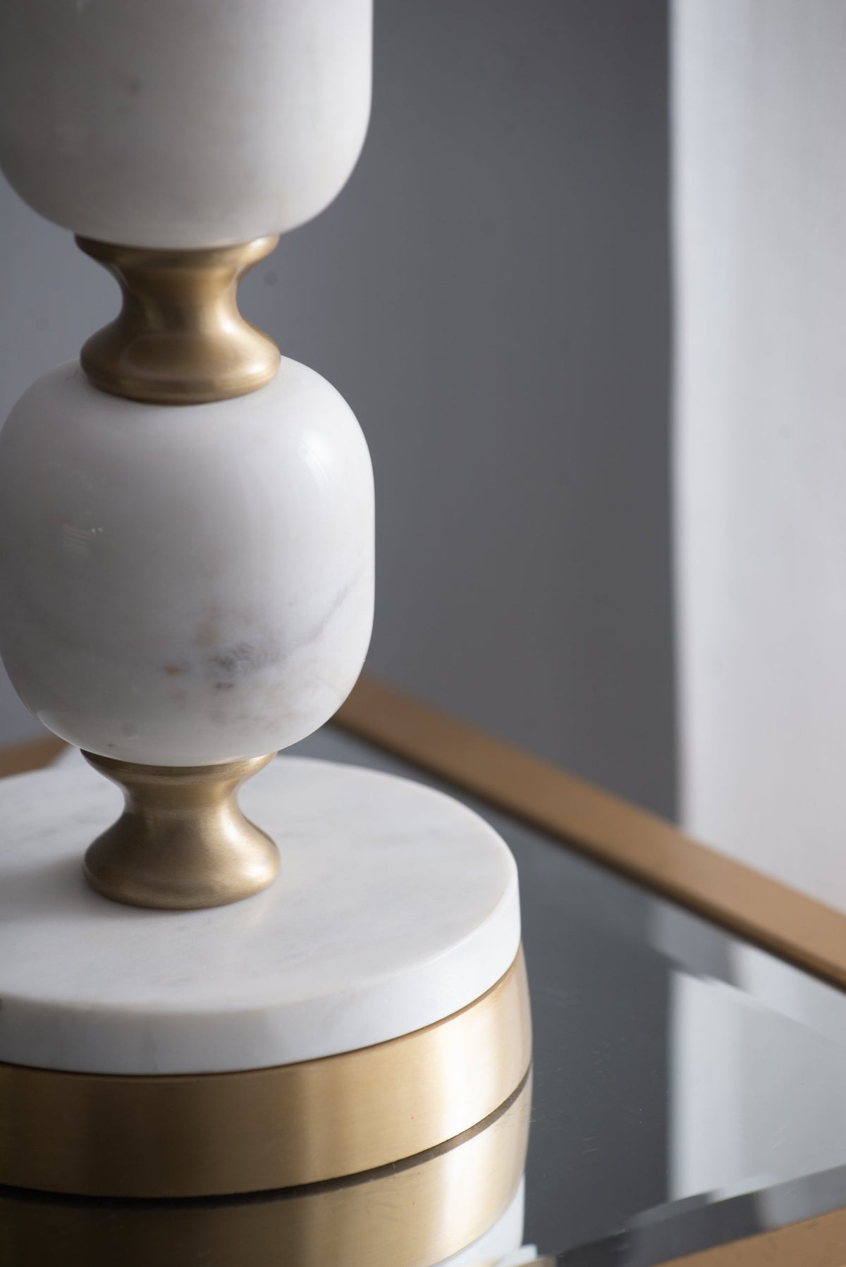 Marble Base Table Lamp with White Fabric Shade - 26.5"