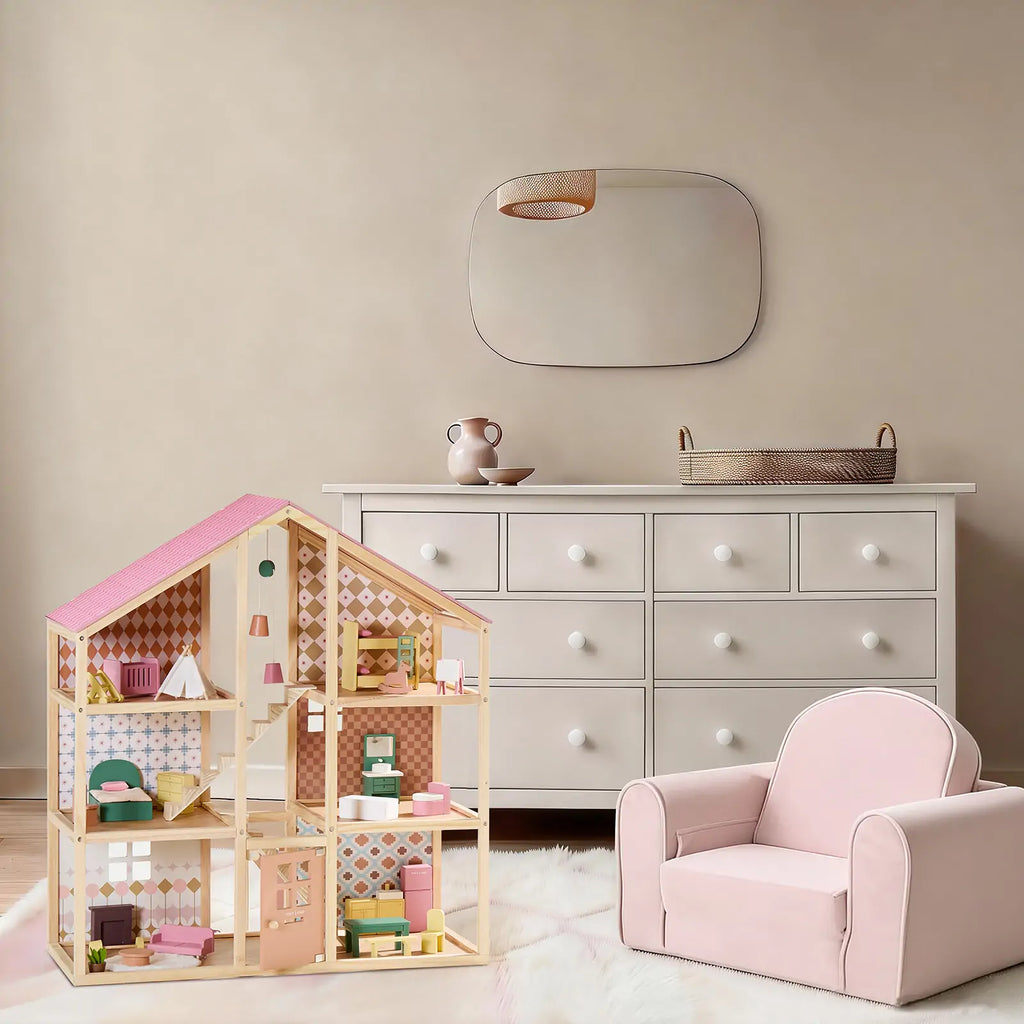 Tiny Land® Sweetwood Pegasus Dollhouse & Wooden Family Set