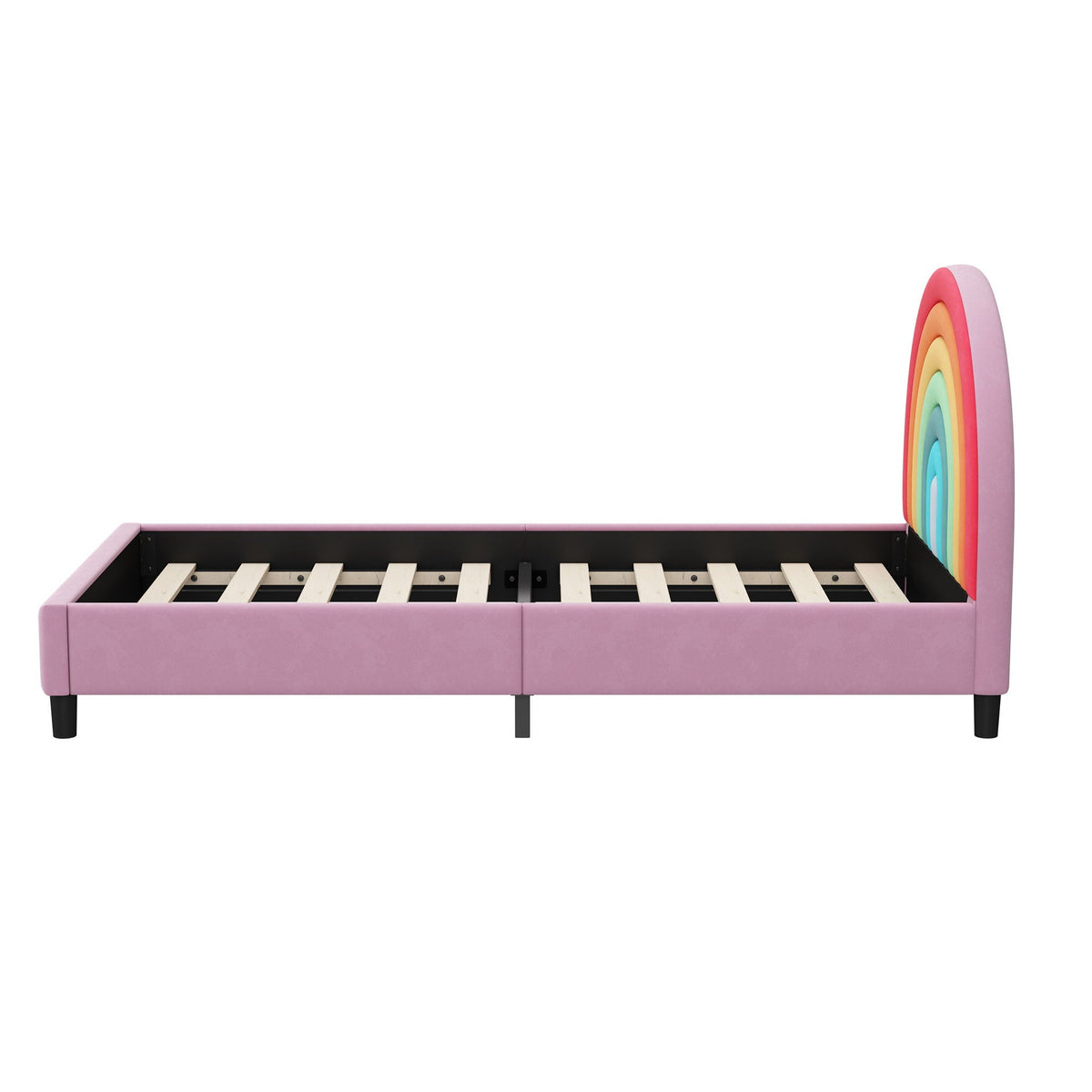 Rainbow Upholstered Twin Platform Bed | Pink