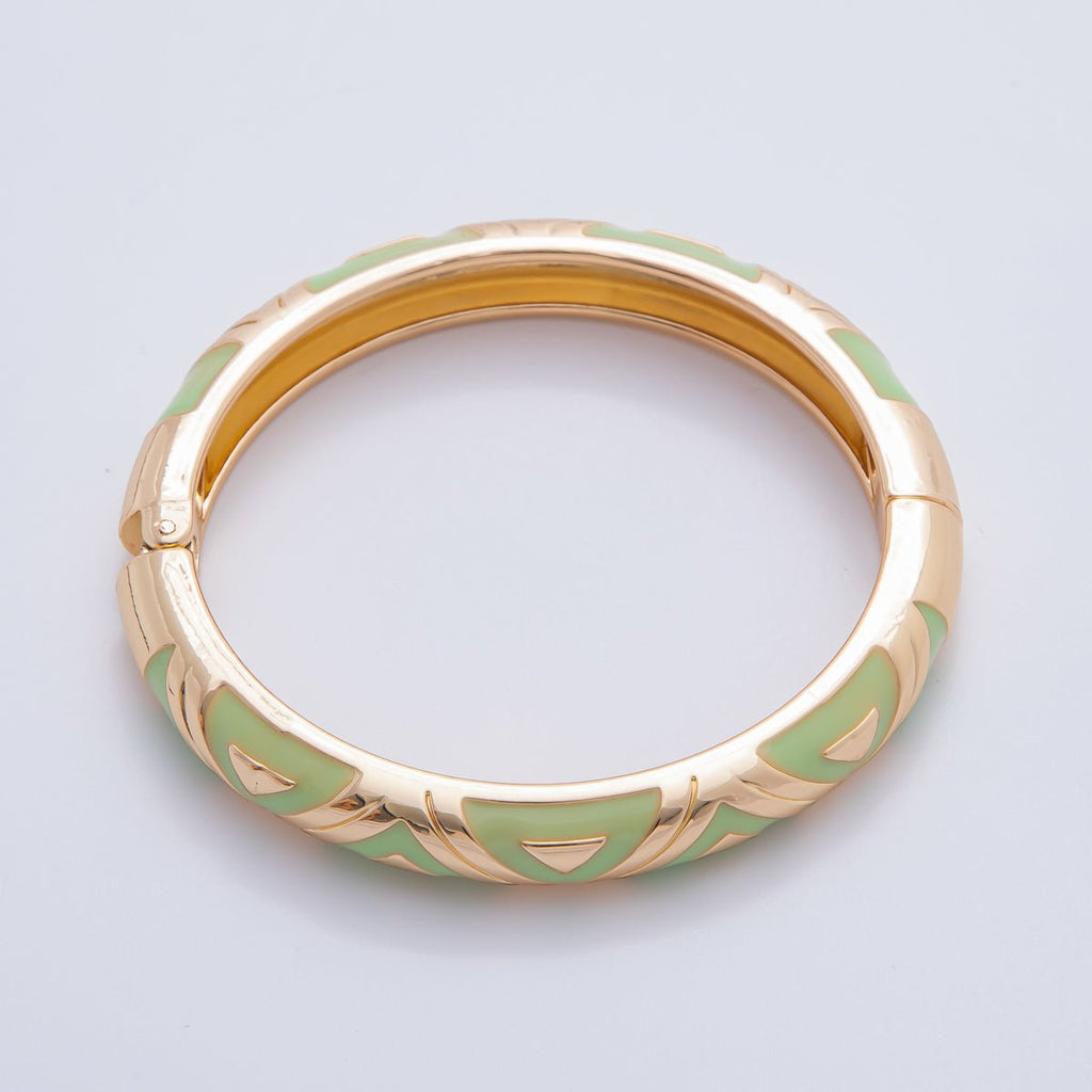 18K Gold Filled Summer Multicolor Enamel Bangle Bracelet | WA-03338 ~ WA-03353