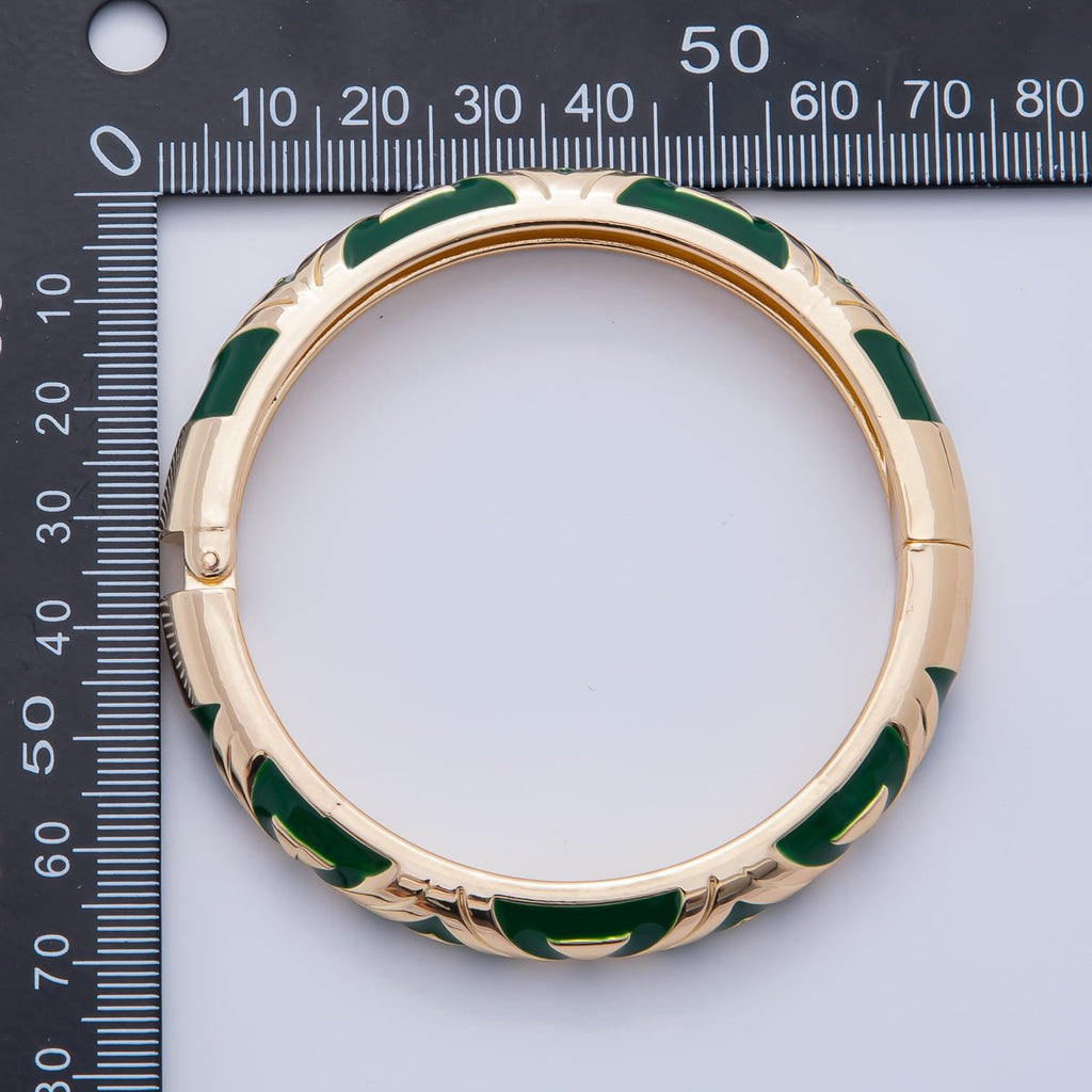 18K Gold Filled Summer Multicolor Enamel Bangle Bracelet | WA-03338 ~ WA-03353