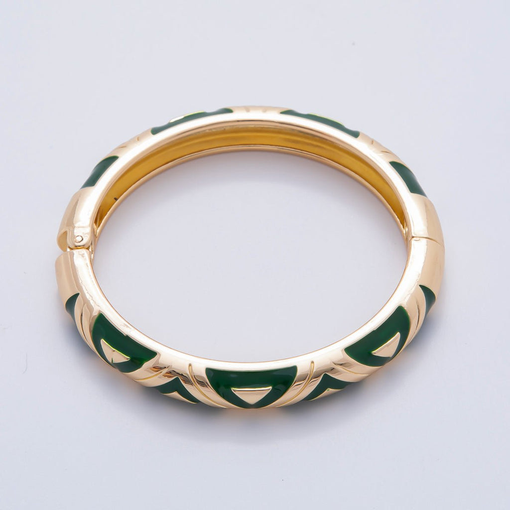 18K Gold Filled Summer Multicolor Enamel Bangle Bracelet | WA-03338 ~ WA-03353