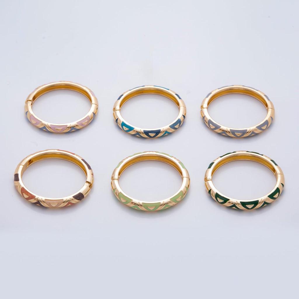 18K Gold Filled Summer Multicolor Enamel Bangle Bracelet | WA-03338 ~ WA-03353