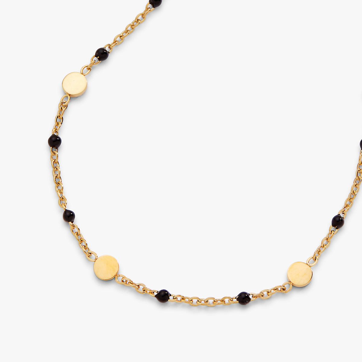 Black Enameled Chain Coin Station Anklet