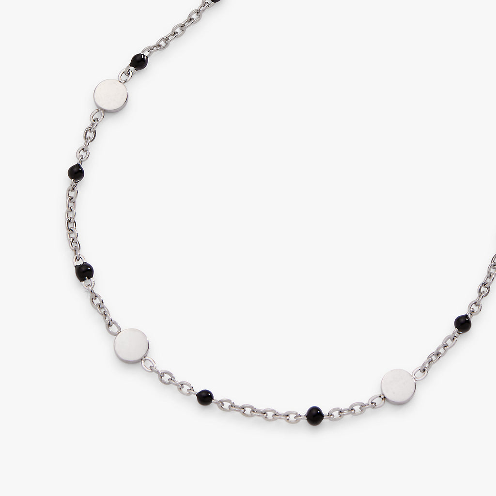 Black Enameled Chain Coin Station Anklet
