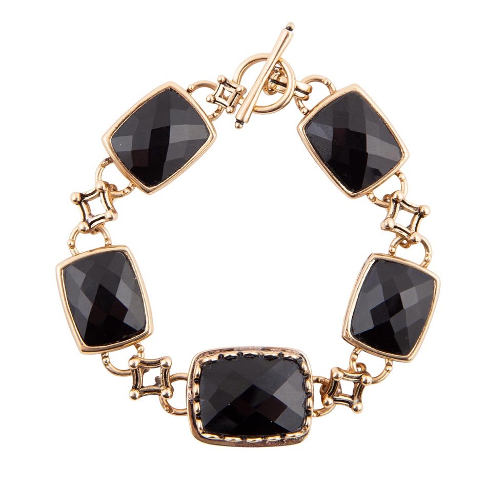 Black Onyx Golden Link Bracelet