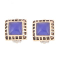 Blue Agate Golden Clip Earrings