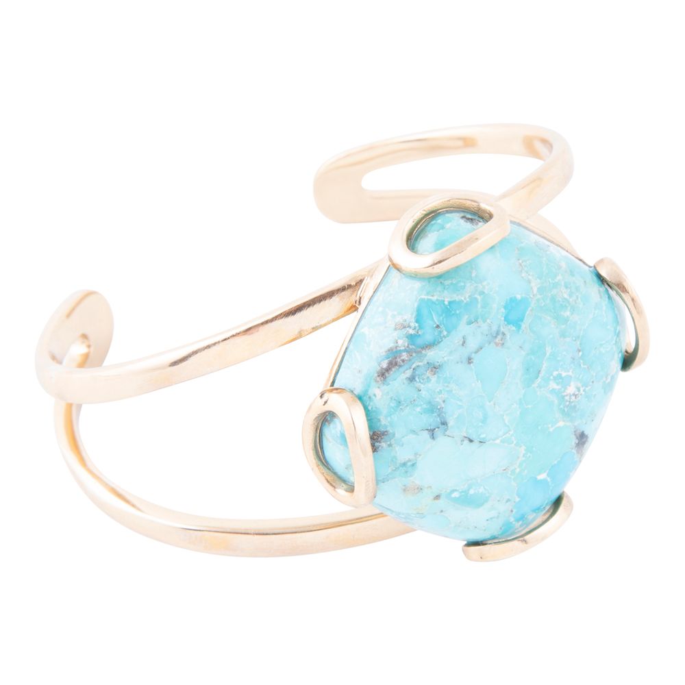 Blue Turquoise Rhombus Statement Cuff Bracelet