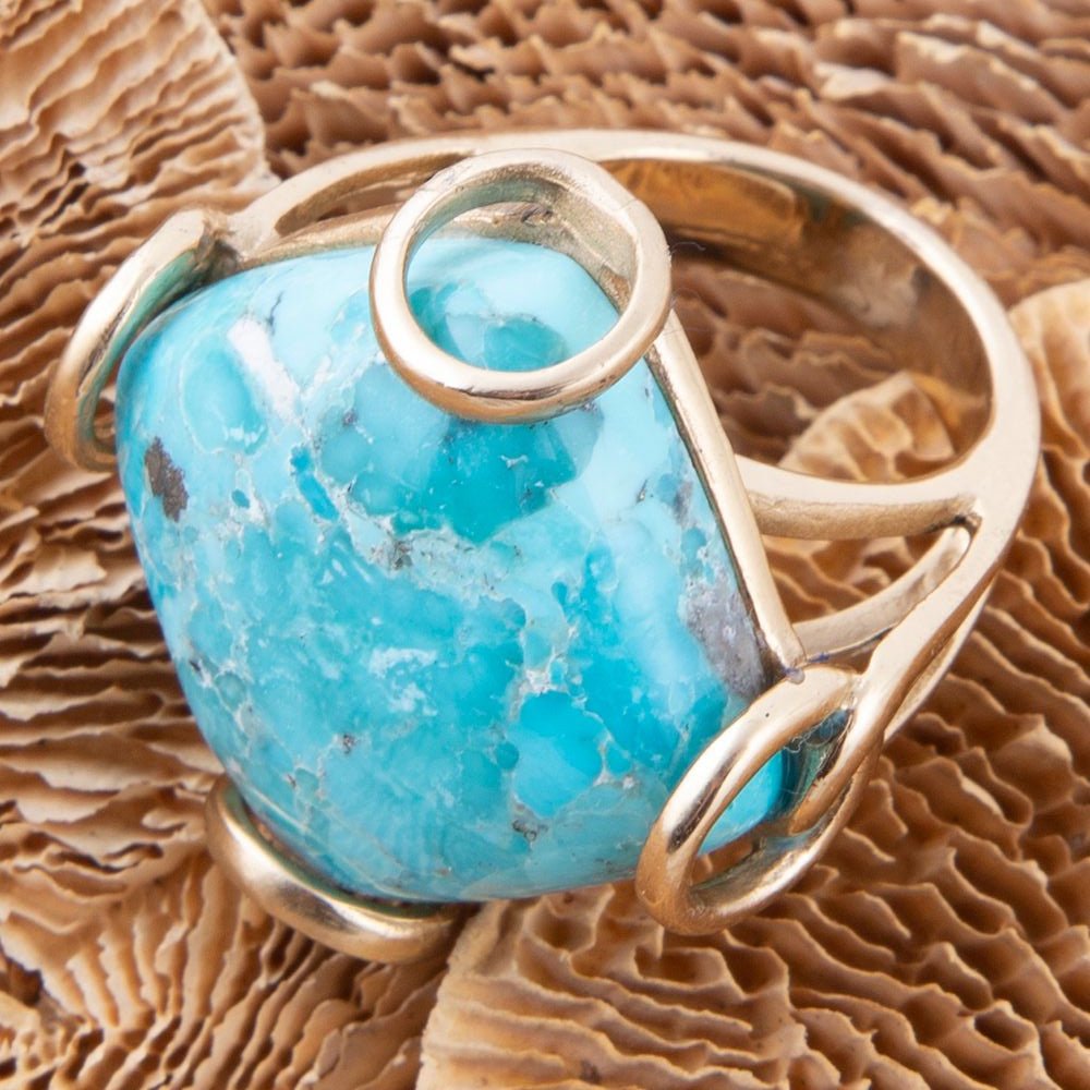 Blue Turquoise Rhombus Statement Ring