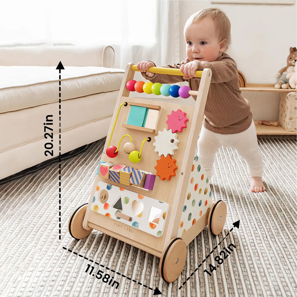 Tiny Land® Rainbow Wooden Activity Push Walker