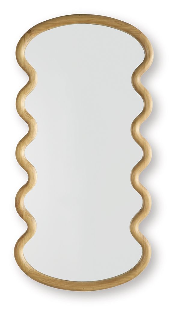 Serendis Wavy Wood Accent Mirror | Brown