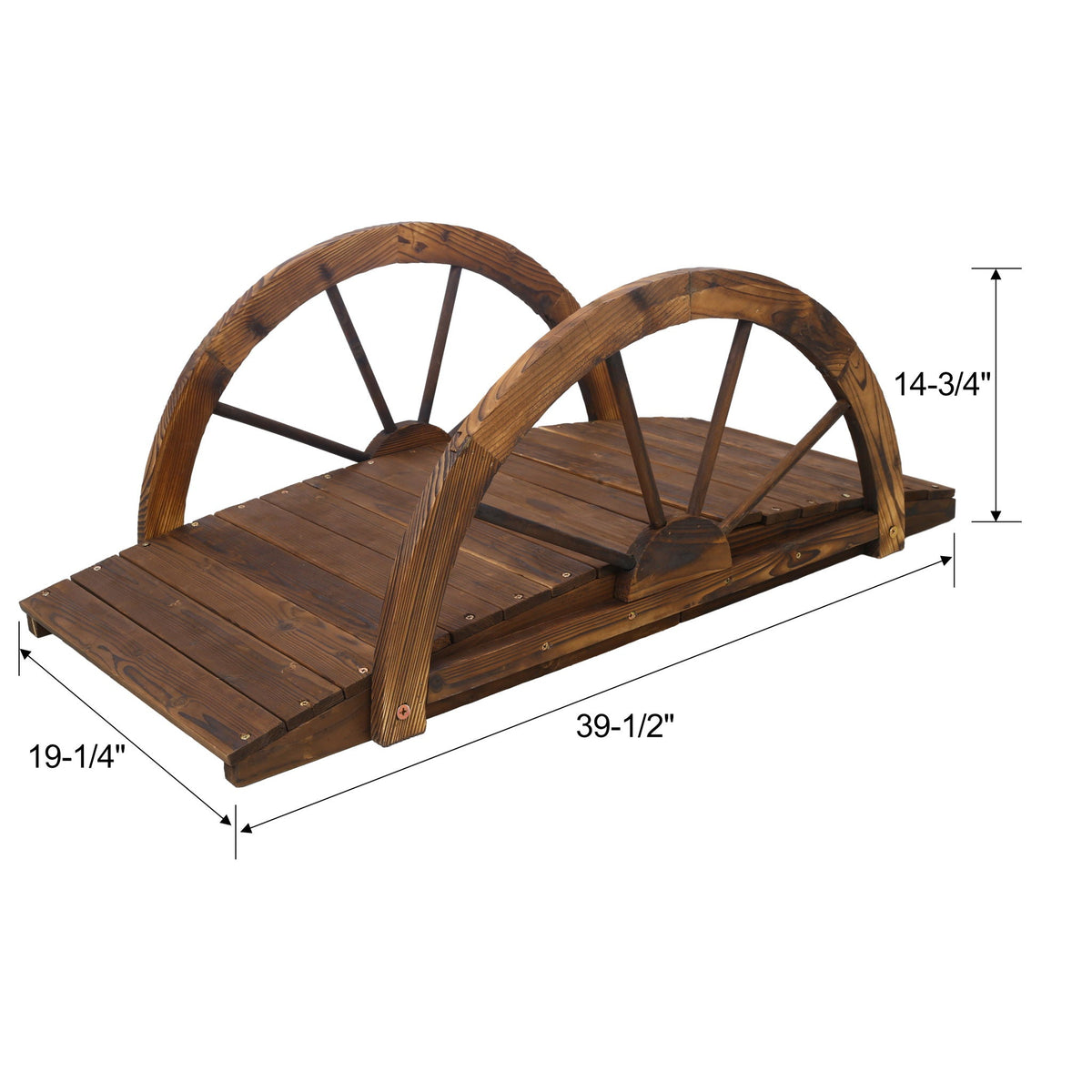 Arched Fir Wood Garden Bridge | Brown