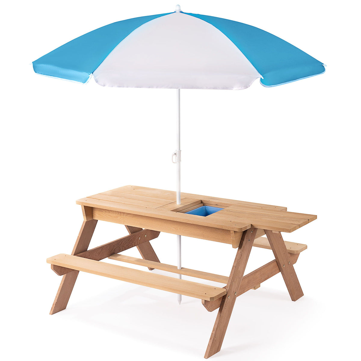 Cedar Kids’ Picnic & Sand-and-Water Table with Umbrella