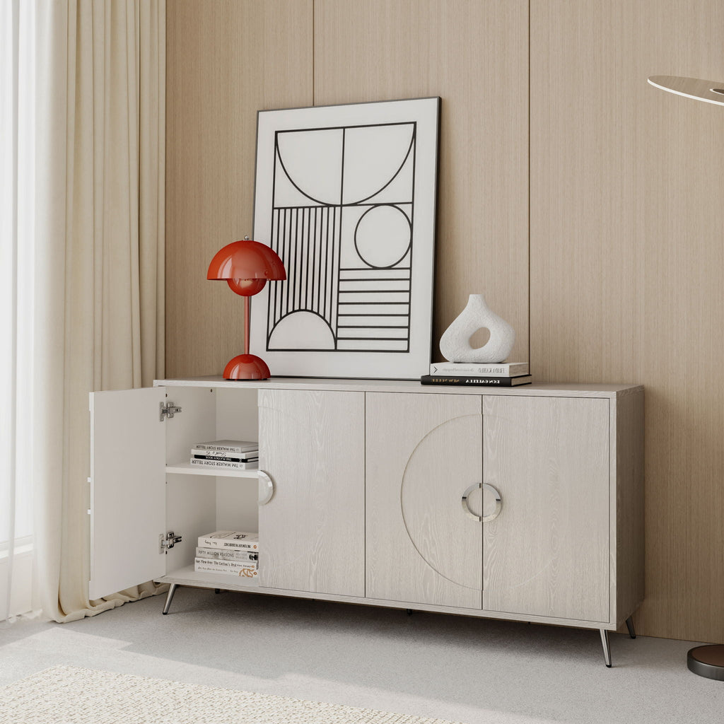 Lacquered Four-Door Sideboard with Adjustable Shelves