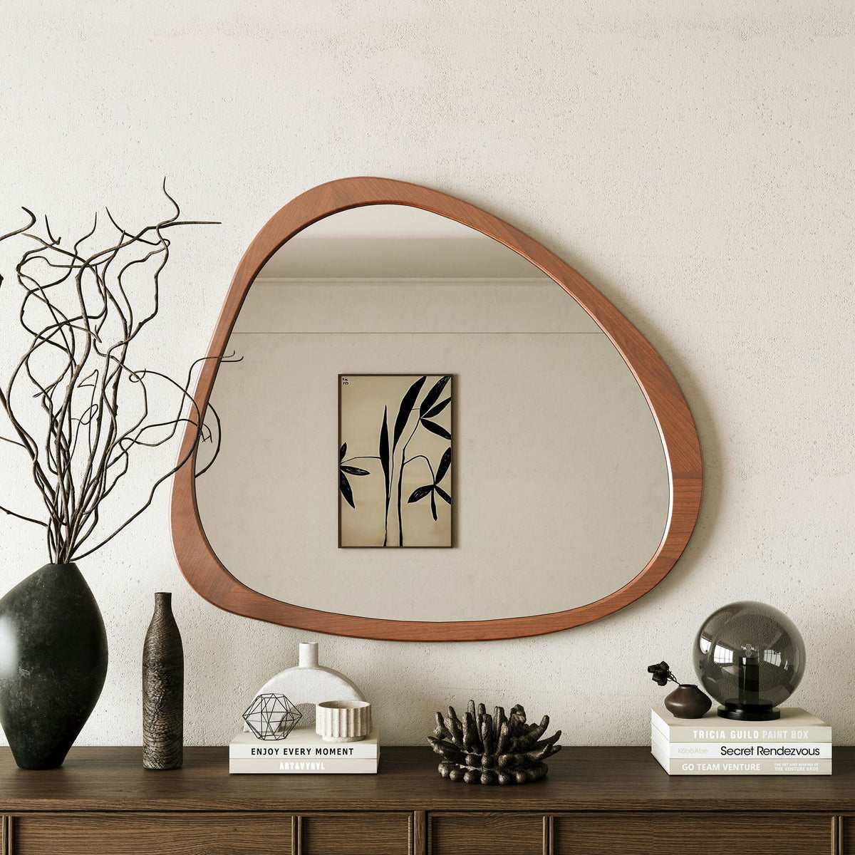 Asymmetrical Solid Wood Wall Mirror | Natural Wood