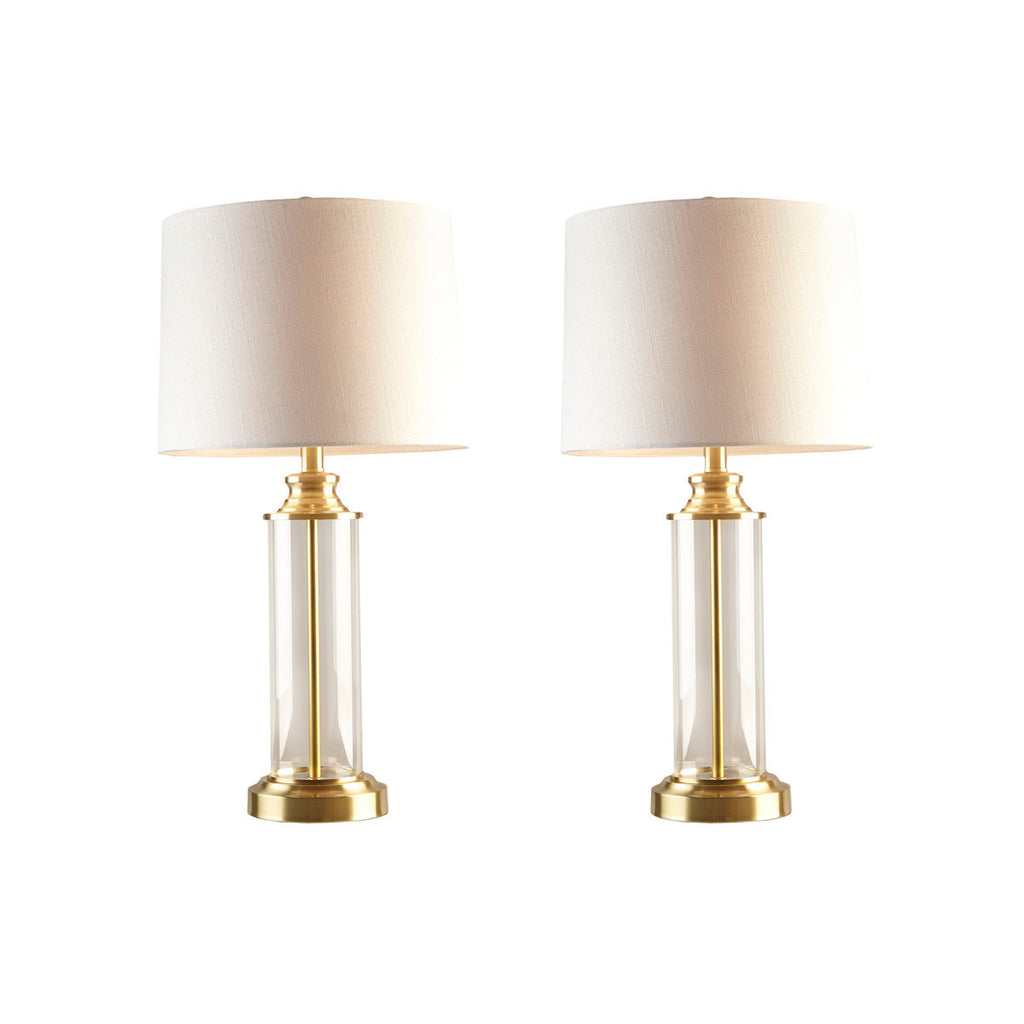 Clarity Glass Cylinder Table Lamp Set of 2 with Gold Accents - Glass/Gold