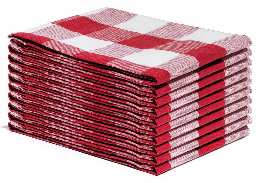 100% Organic Cotton Plaid Kitchen Towels | Set of 6 | 20”×28” | Chemical-Free