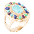 Barse Concho Multicolor Stone Statement Ring | Golden Bronze